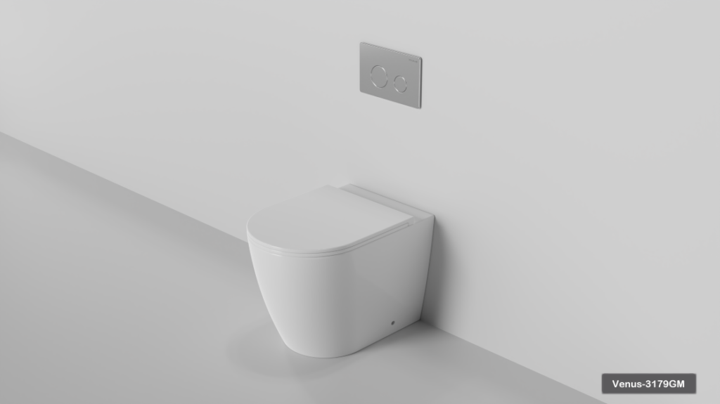 VENUS FLOOR PAN | R&T CISTERN | ROUND BLACK | IN-WALL TOILET SUITE