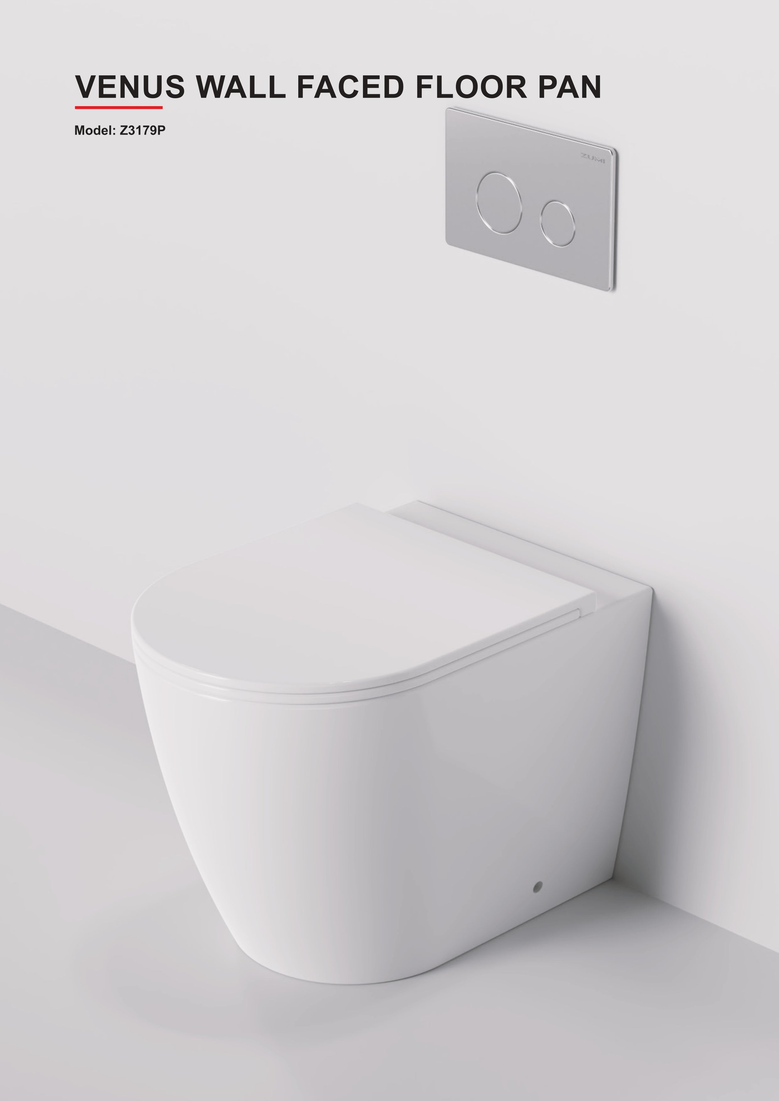 VENUS WALL FACED | FLOOR PAN & SEAT | RIMLESS | IN-WALL TOILET