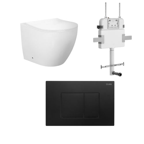 VENUS FLOOR PAN | R&T CISTERN | SQUARE ABS MATT BLACK | IN-WALL TOILET SUITE