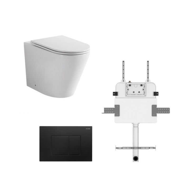 JAVA FLOOR PAN | R&T CISTERN | SQUARE ABS MATT BLACK | IN-WALL TOILET SUITE