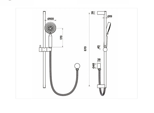 ROUND SHOWER RAIL | BLACK