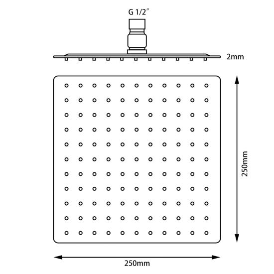 SUPER-SLIM | SQUARE SHOWER HEAD 250MM