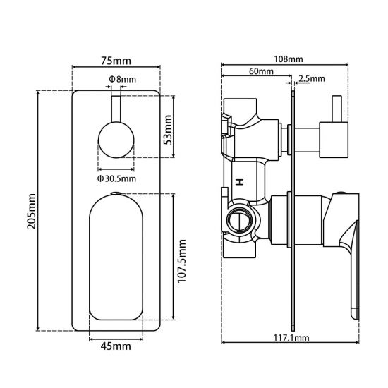 VOG | SHOWER MIXER WITH DIVERTER