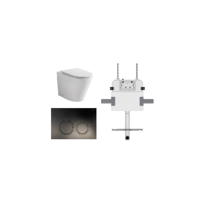 JAVA FLOOR PAN | R&T CISTERN | ROUND ABS BLACK | IN-WALL TOILET SUITE