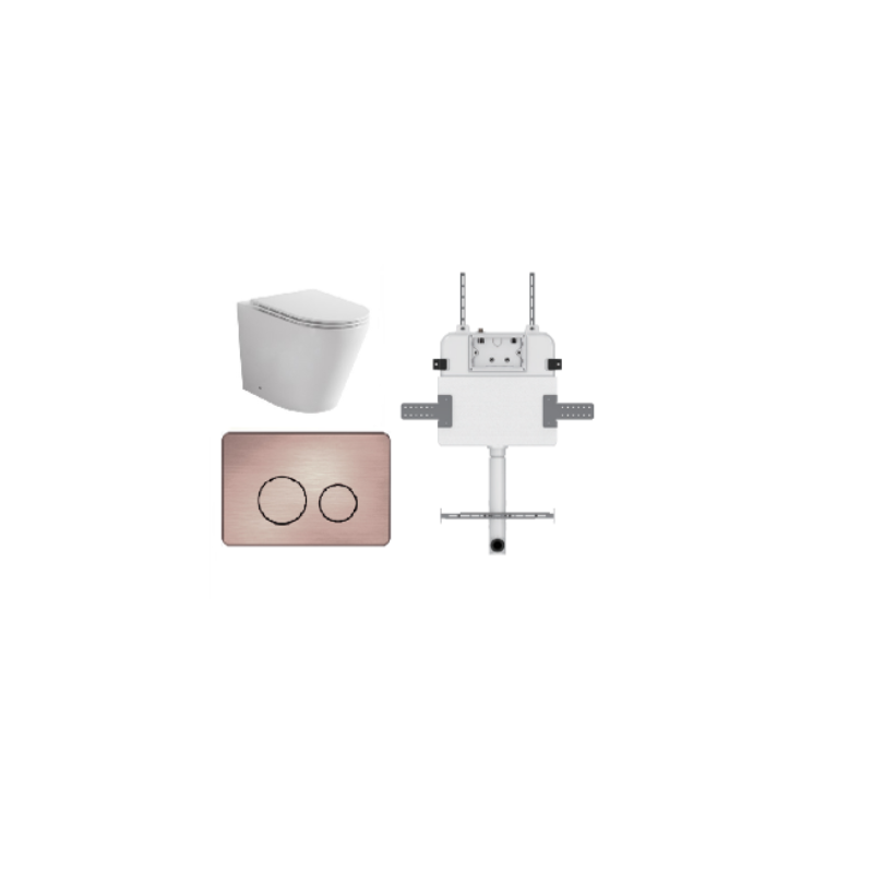 JAVA FLOOR PAN | R&T CISTERN | ROUND BRUSHED BRONZE | IN-WALL TOILET SUITE