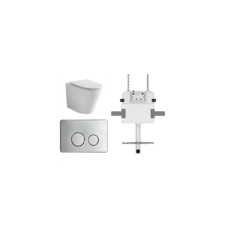 JAVA FLOOR PAN | R&T CISTERN | ROUND SATIN CHROME | IN-WALL TOILET SUITE