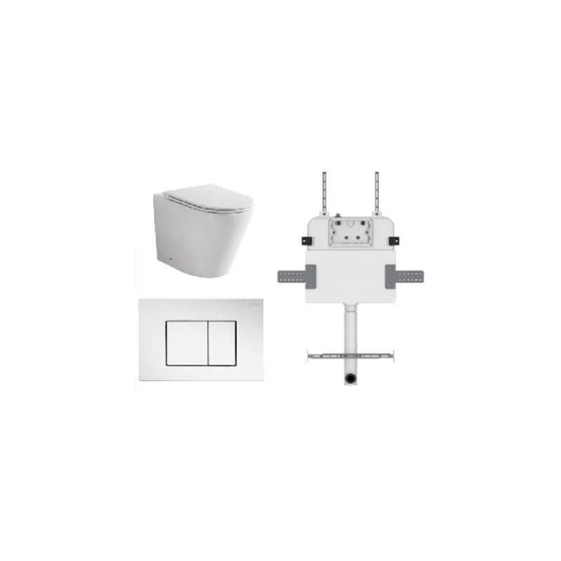 JAVA FLOOR PAN | R&T CISTERN | SQUARE ABS CHROME | IN-WALL TOILET SUITE