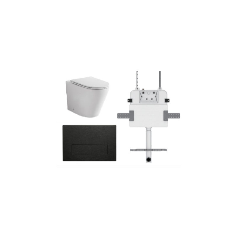 JAVA FLOOR PAN | R&T CISTERN | SQUARE GUN METAL | IN-WALL TOILET SUITE