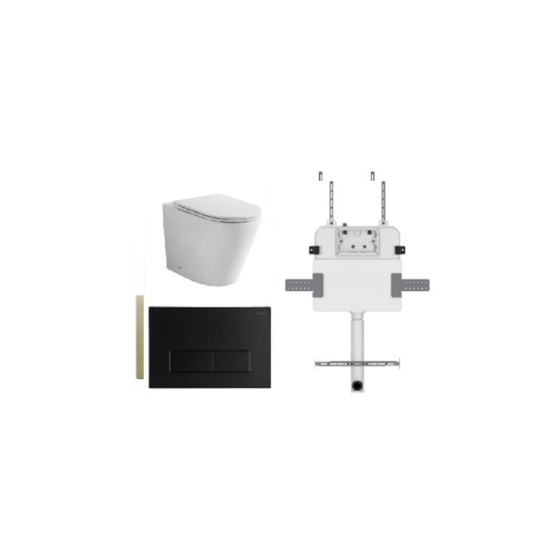 JAVA FLOOR PAN | R&T CISTERN | SQUARE MATT BLACK | IN-WALL TOILET SUITE