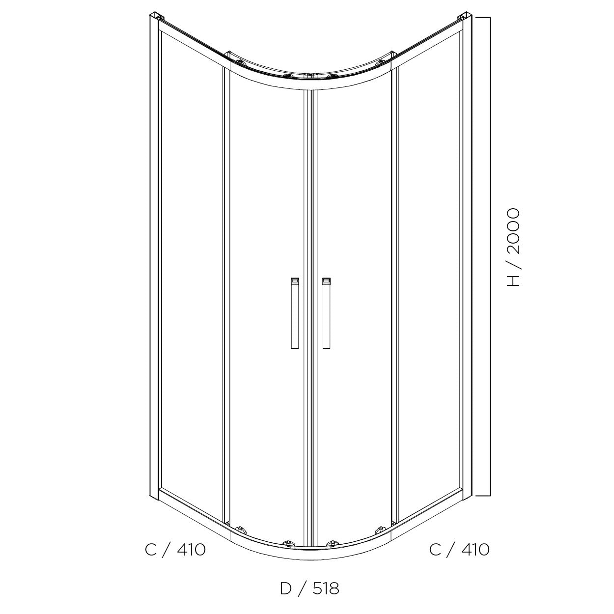 LOUVE | CURVED SLIDER | SHOWER SCREEN | 1000X1000