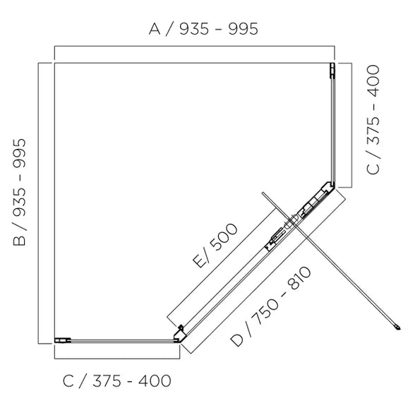 LOUVE | NEO ANGLE PIVOT | SHOWER SCREEN | 1000X1000