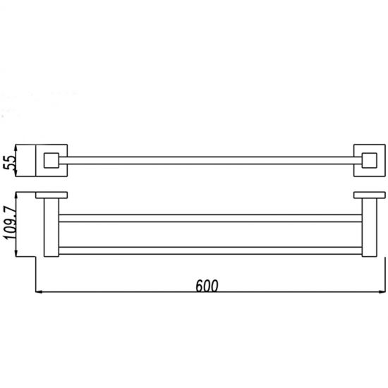BLAZE | DOUBLE TOWEL RAIL 600MM | CHROME