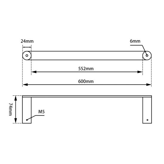 RUSHY | SINGLE TOWEL RAIL 600MM