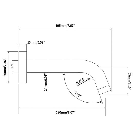 LUCID | PIN LEVELER | BATH SPOUT 180MM