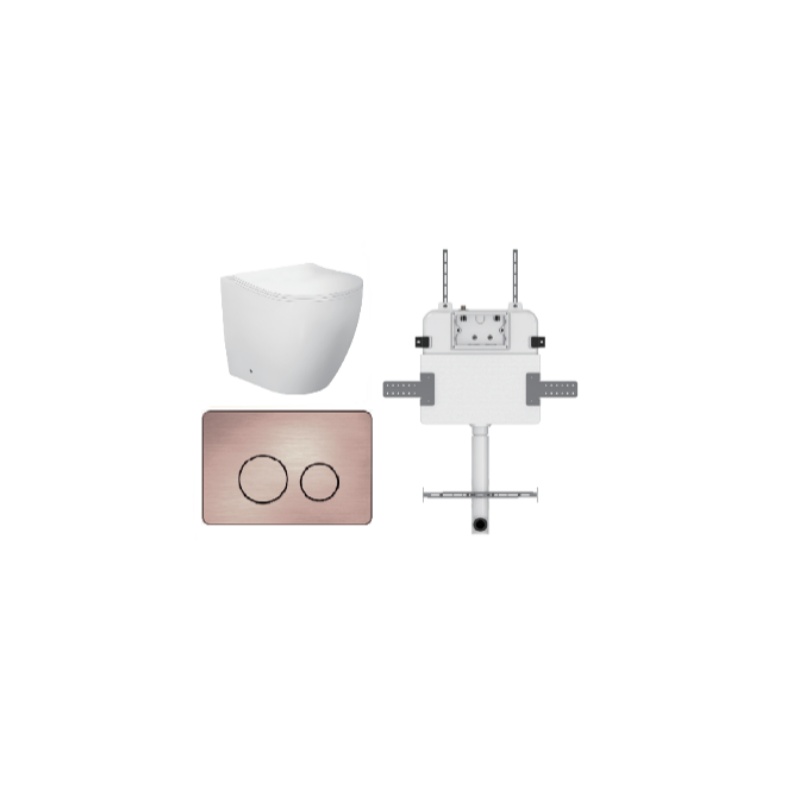 VENUS FLOOR PAN | R&T CISTERN | ROUND BRUSHED BRONZE | IN-WALL TOILET SUITE