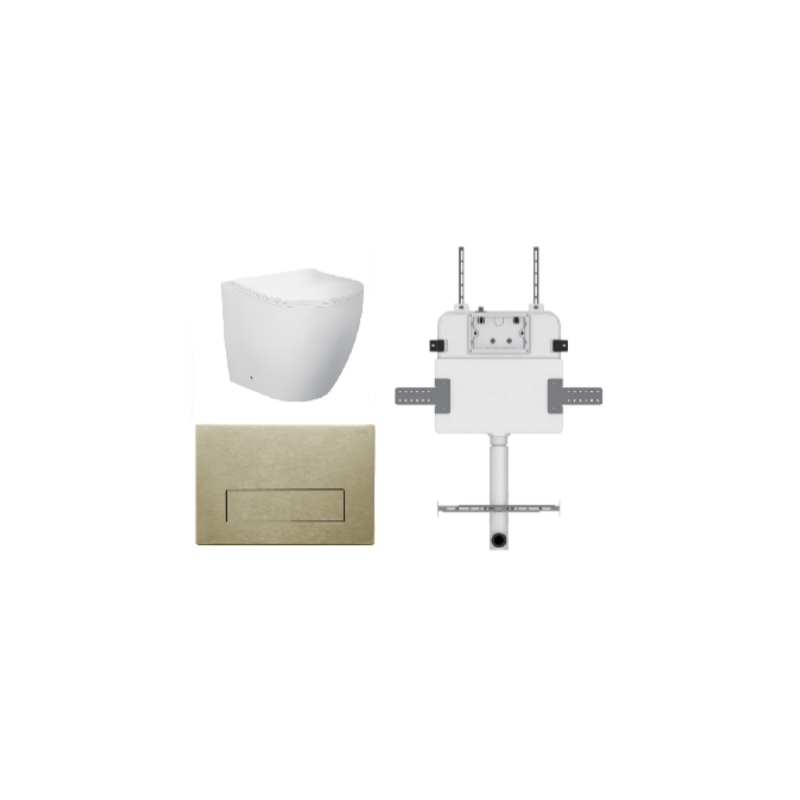 VENUS FLOOR PAN | R&T CISTERN | SQUARE BRUSHED GOLD | IN-WALL TOILET SUITE