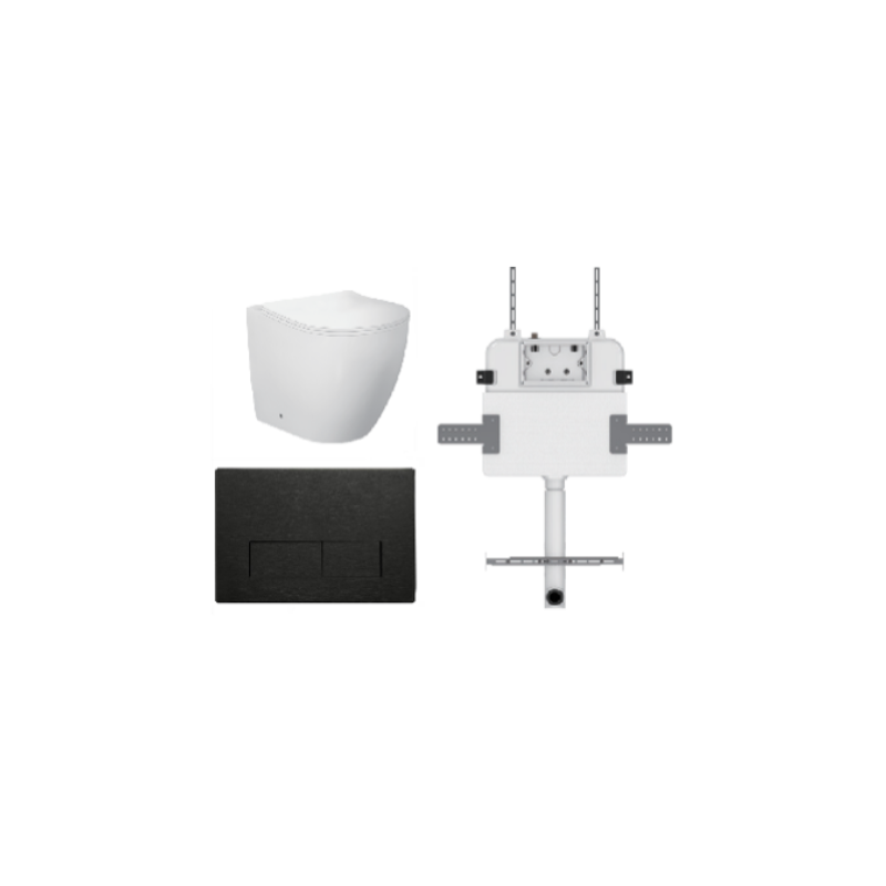 VENUS FLOOR PAN | R&T CISTERN | SQUARE GUN METAL | IN-WALL TOILET SUITE