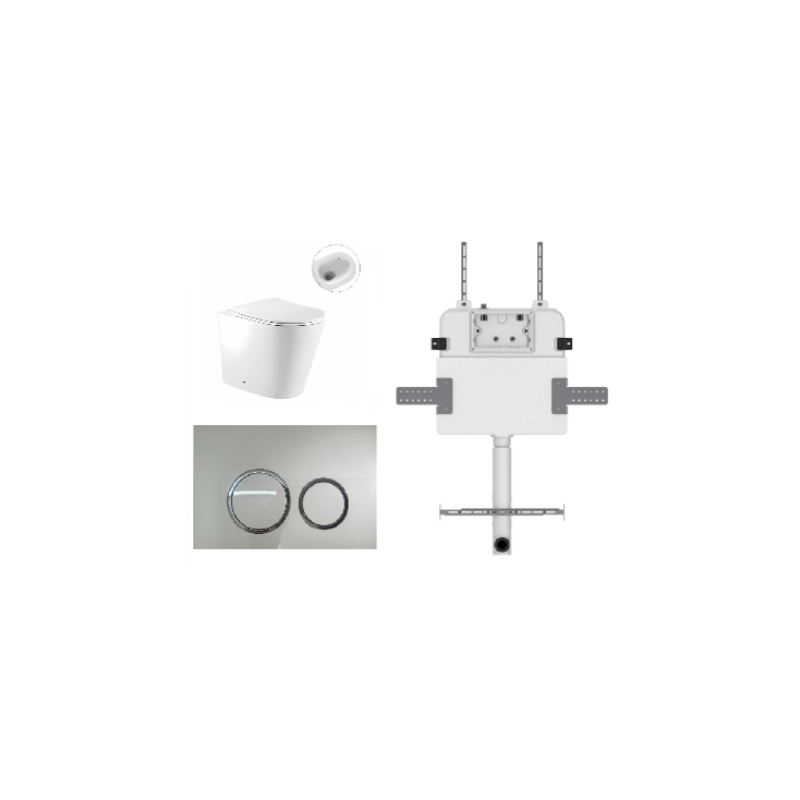 ZERO EXTRA HIGH FLOOR PAN | R&T CISTERN | ROUND GLOSS WHITE | IN-WALL TOILET SUITE