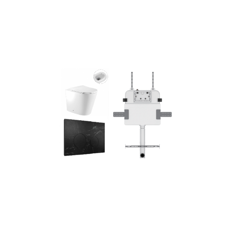 ZERO EXTRA HIGH FLOOR PAN | R&T CISTERN | ROUND PORCELAIN | MARQUINA | IN-WALL TOILET SUITE