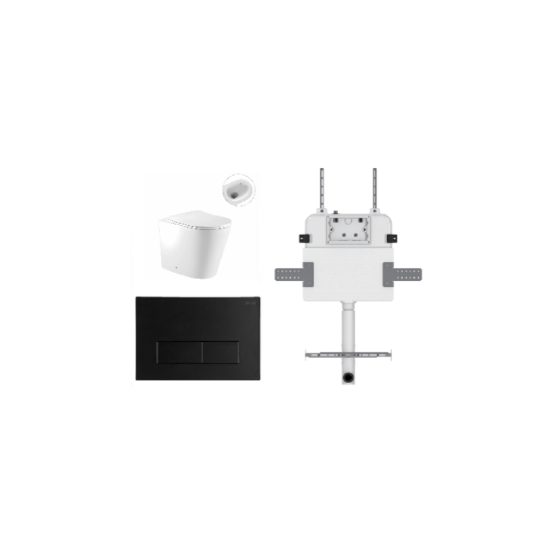 ZERO EXTRA HIGH FLOOR PAN | R&T CISTERN | SQUARE MATT BLACK | IN-WALL TOILET SUITE