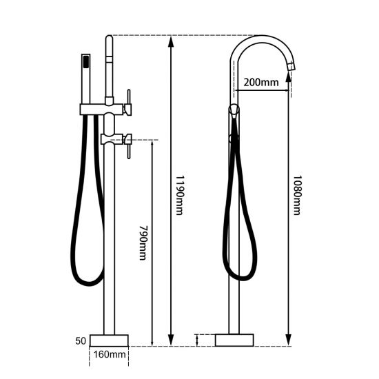 Round freestanding bath mixer: Contemporary design, durable construction