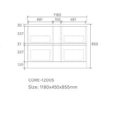 CORE 1200MM FREE STANDING VANITY | CERAMIC TOP