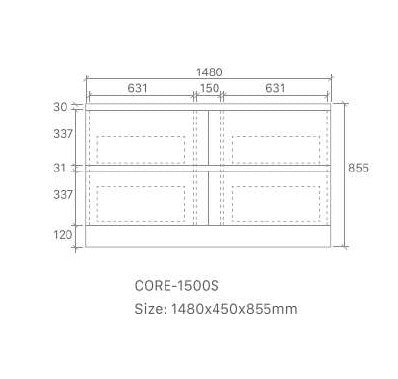 CORE 1500MM FREE STANDING VANITY | CERAMIC TOP
