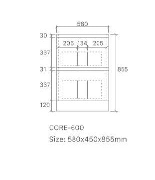 CORE 600MM FREE STANDING VANITY | STONE TOP