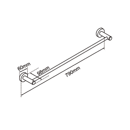 LUCID SINGLE TOWEL RAIL 800MM - BRUSHED COPPER