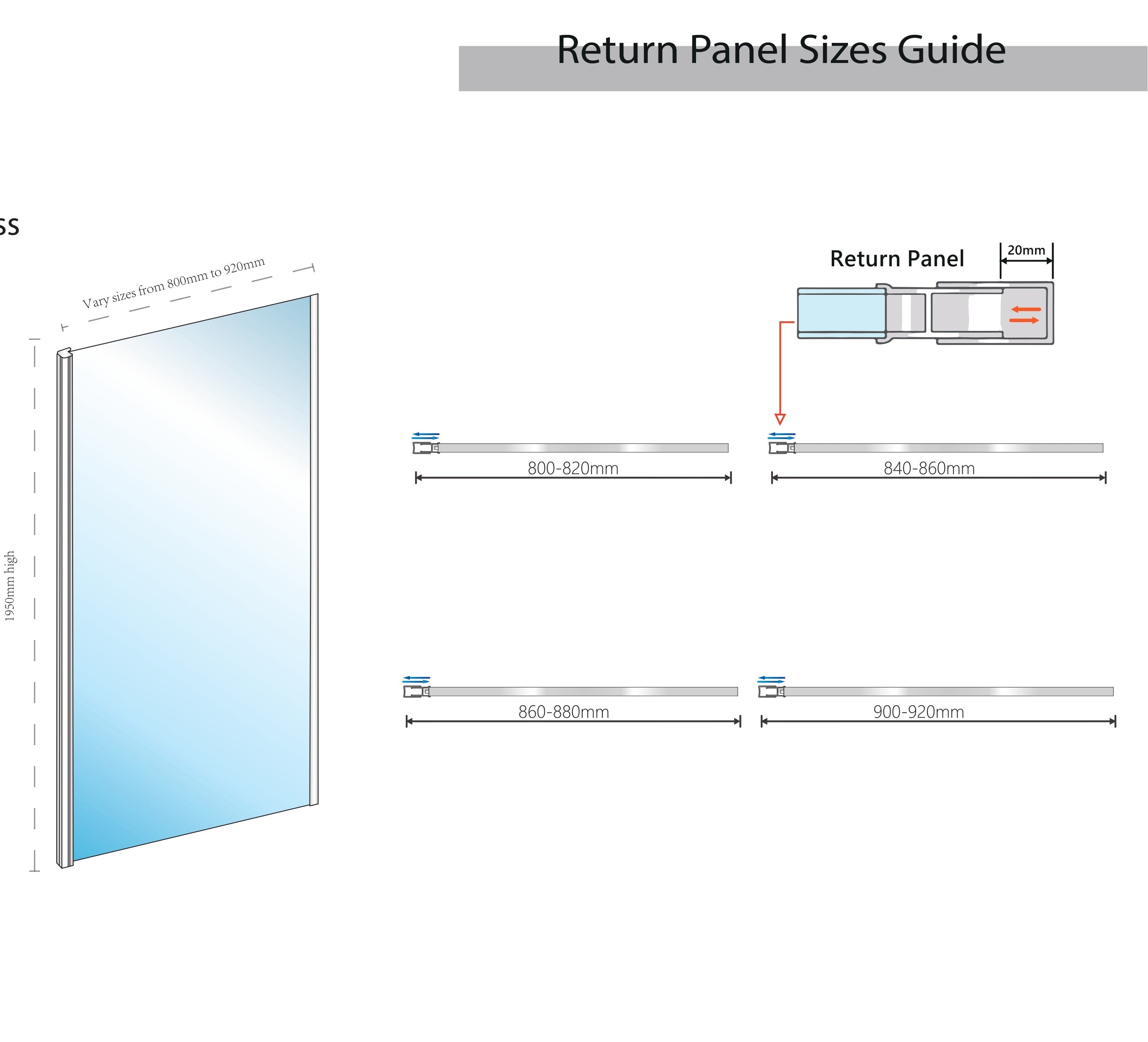 Sliding Shower Screen Return Panel - Chrome Finish for Contemporary Bathrooms