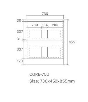 CORE 750MM FREE STANDING VANITY | CERAMIC TOP