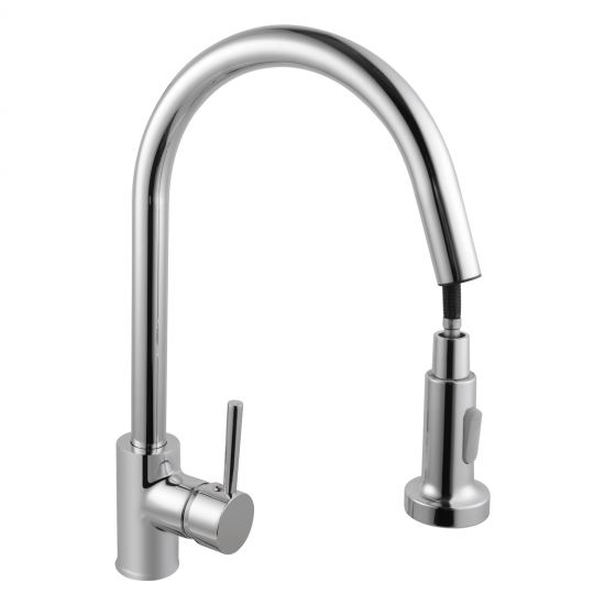ROUND CHROME | PULL-OUT | KITCHEN SINK MIXER