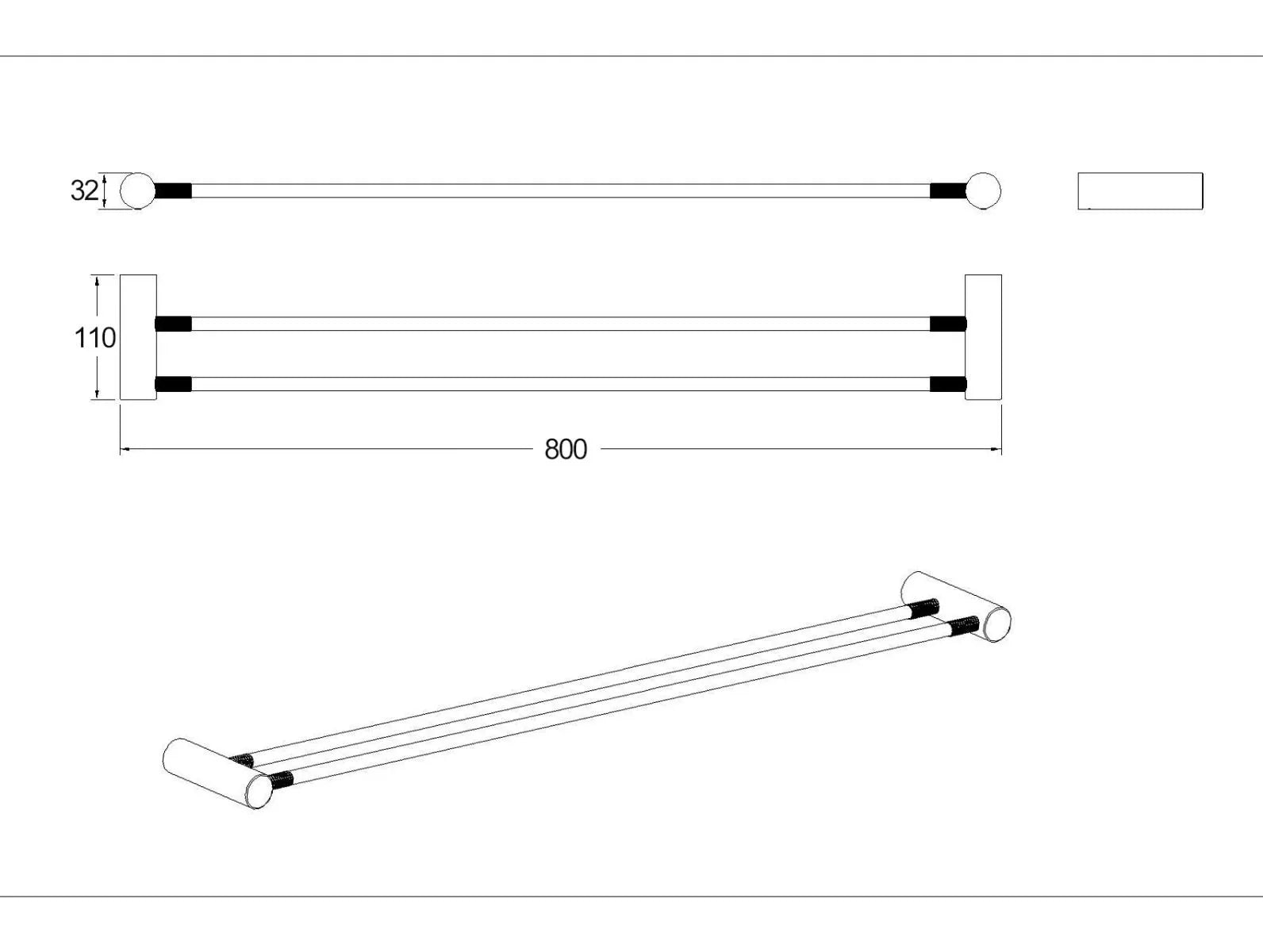 CADDENCE | DOUBLE TOWEL RAIL 800MM
