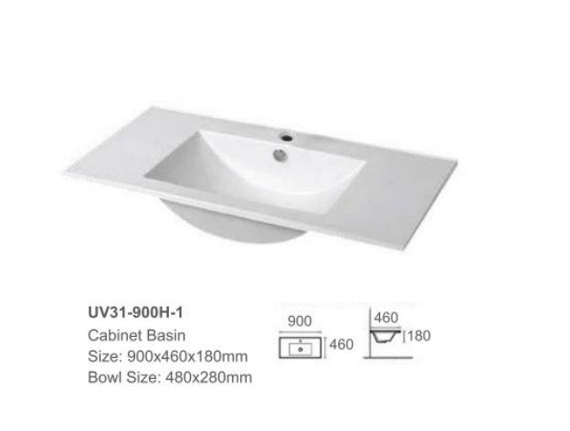 DUPLEX 900MM FREESTANDING VANITY | MATT WHITE | CERAMIC TOP