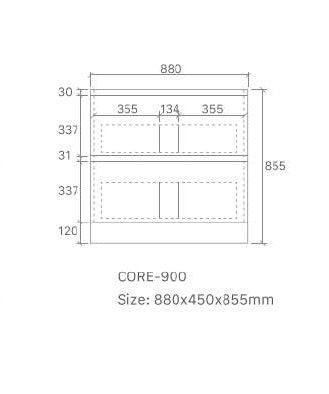 CORE 900MM FREE STANDING VANITY | STONE TOP