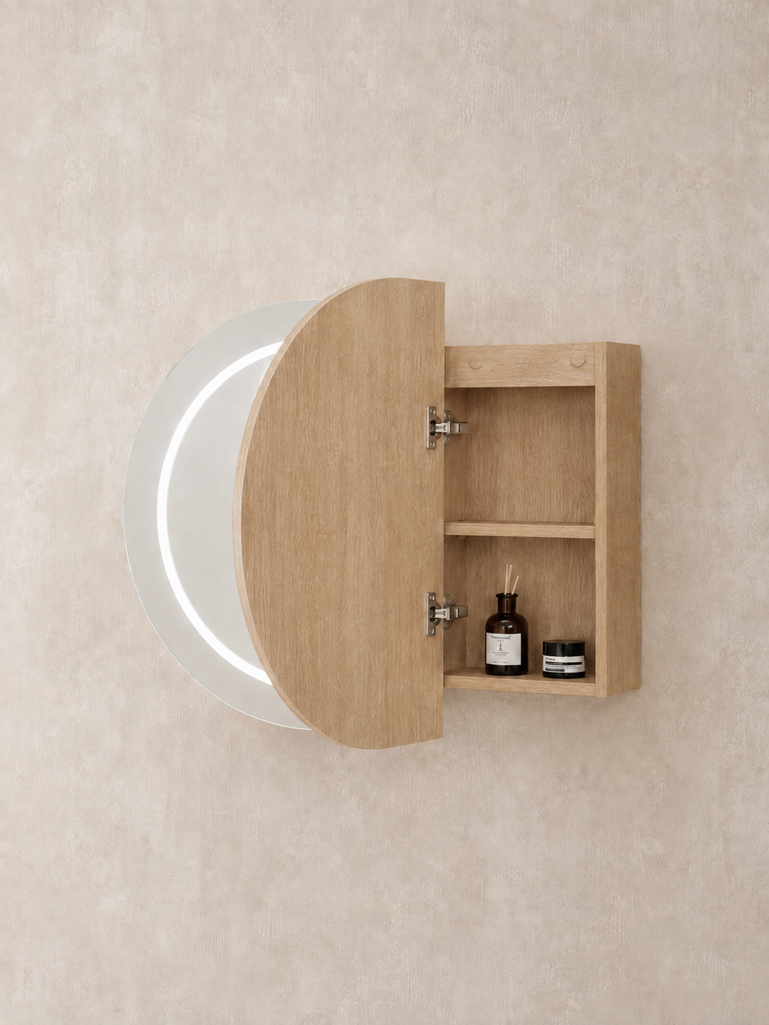 AMBER | LED SHAVING CABINET 900X600 NATURAL TIMBER