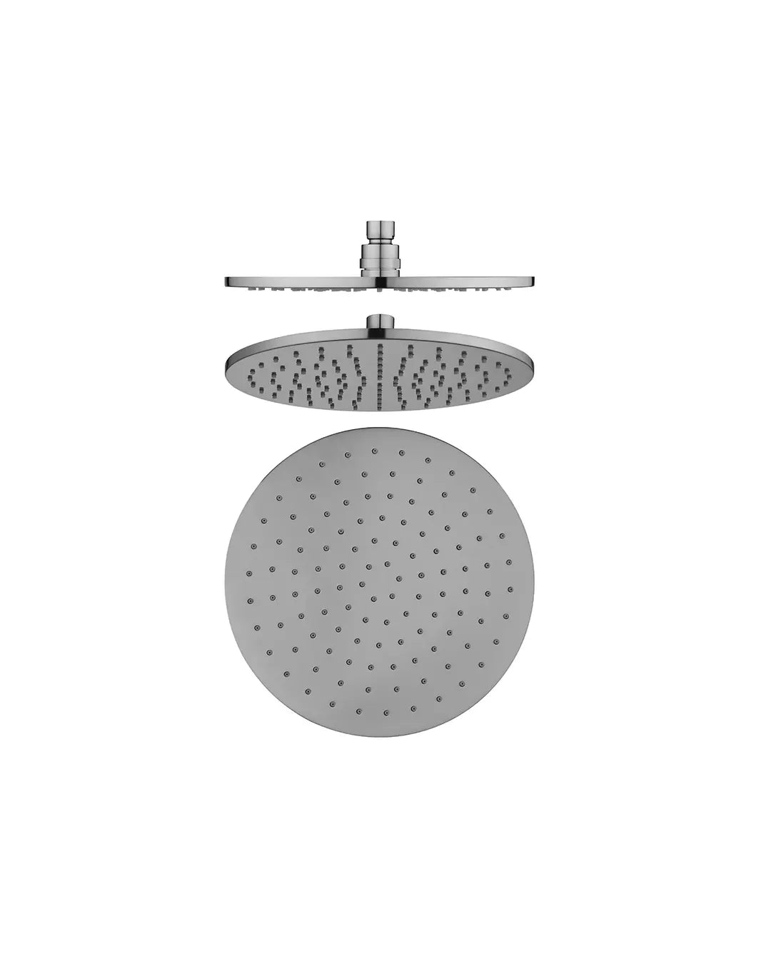 Brushed nickel round shower head installed in Berwick bathroom