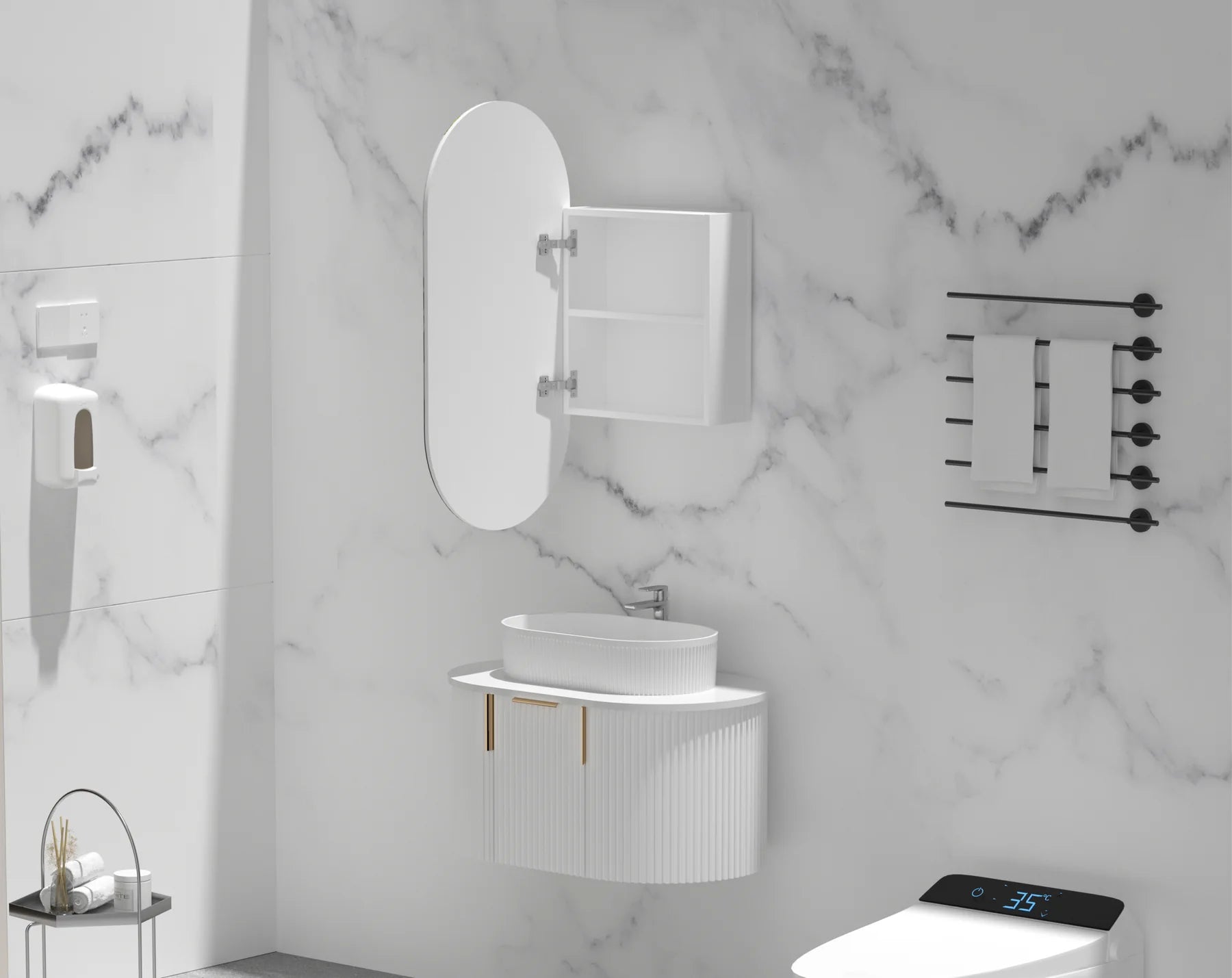 CARYSIL NOBLE | SHAVING CABINET | MATT WHITE | 450X900