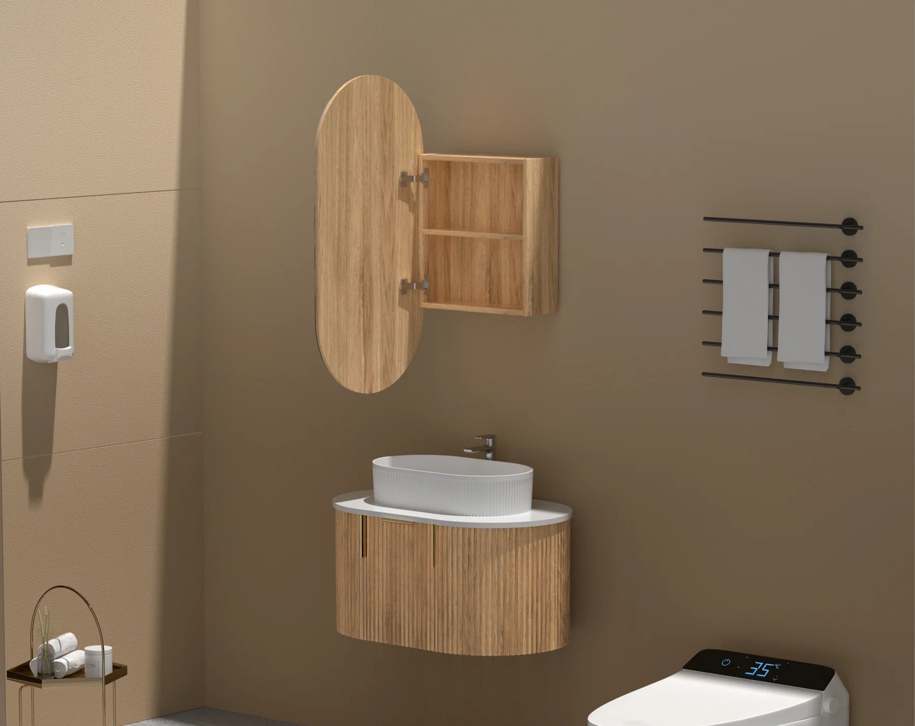 CARYSIL NOBLE | SHAVING CABINET | WALNUT | 450X900