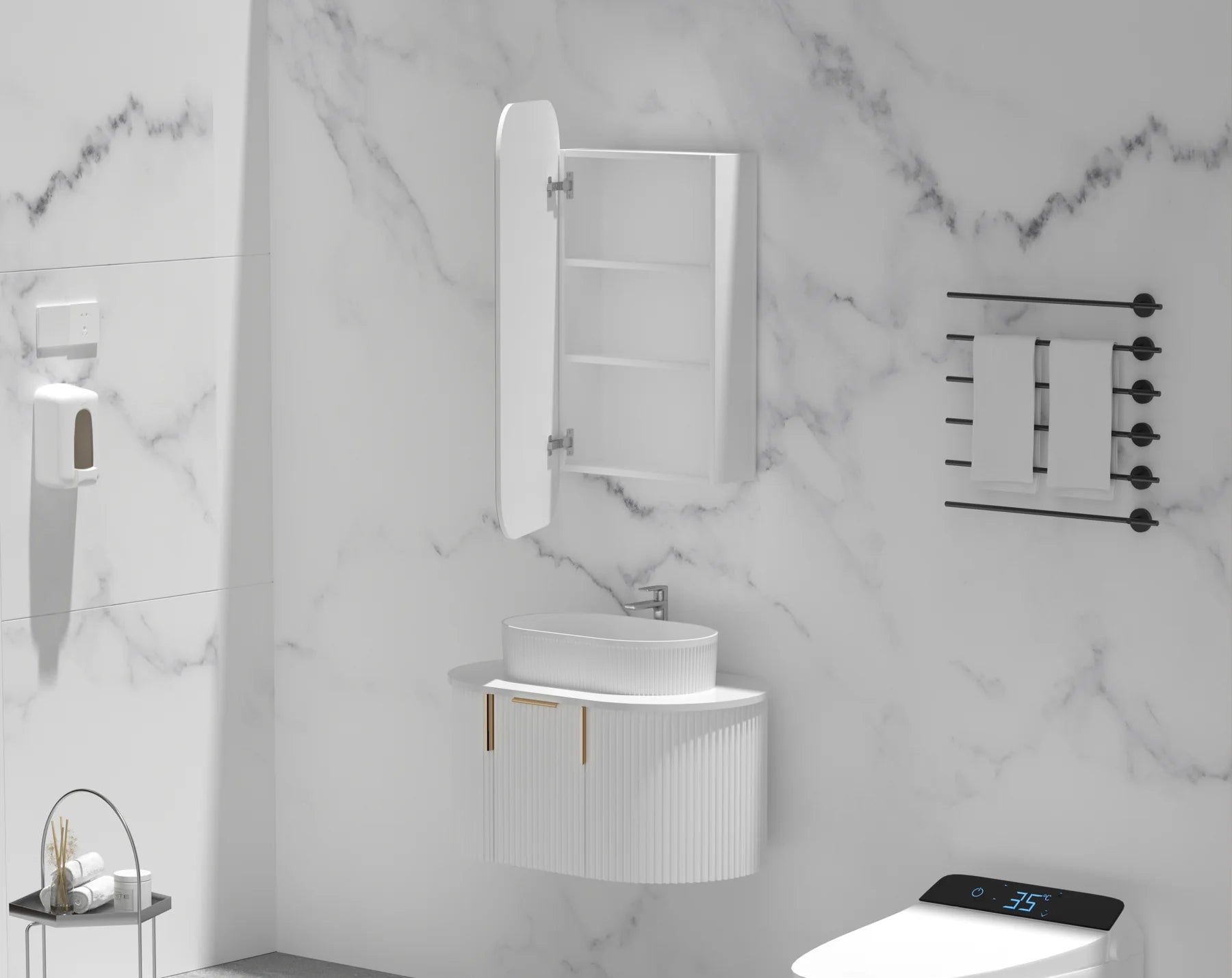 CARYSIL EARLS | SHAVING CABINET | MATT WHITE | 450X900