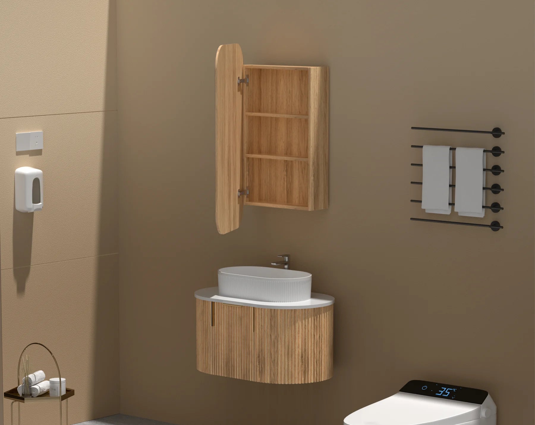 CARYSIL EARLS | SHAVING CABINET | WALNUT | 450X900