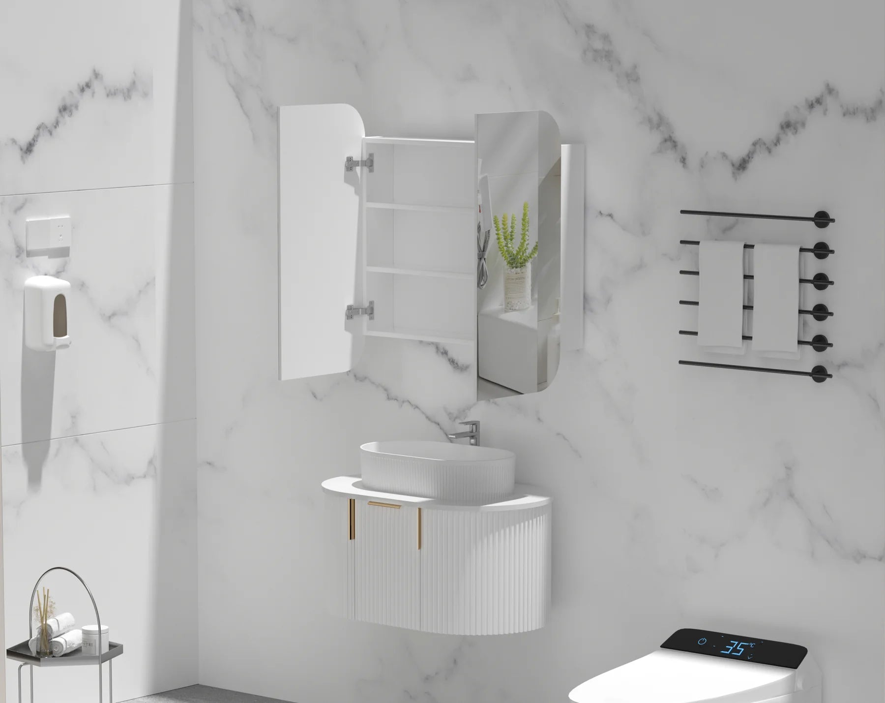 CARYSIL GRAND | SHAVING CABINET | MATT WHITE | 750X800