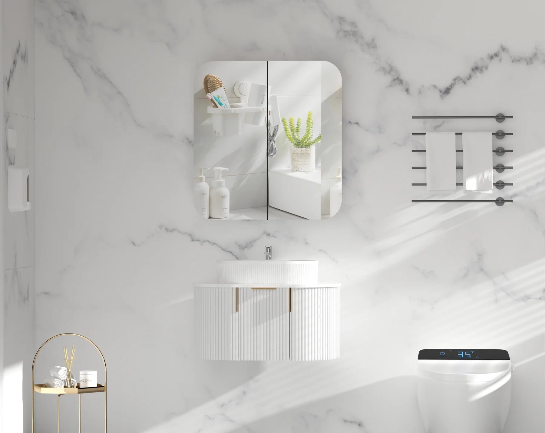 CARYSIL GRAND | SHAVING CABINET | MATT WHITE | 750X800