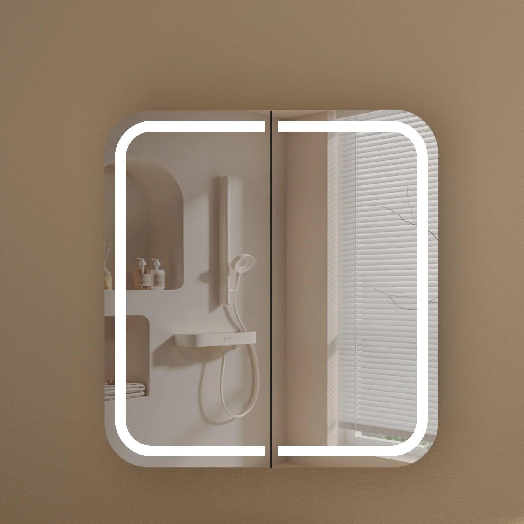 Bathroom cabinet with LED mirror