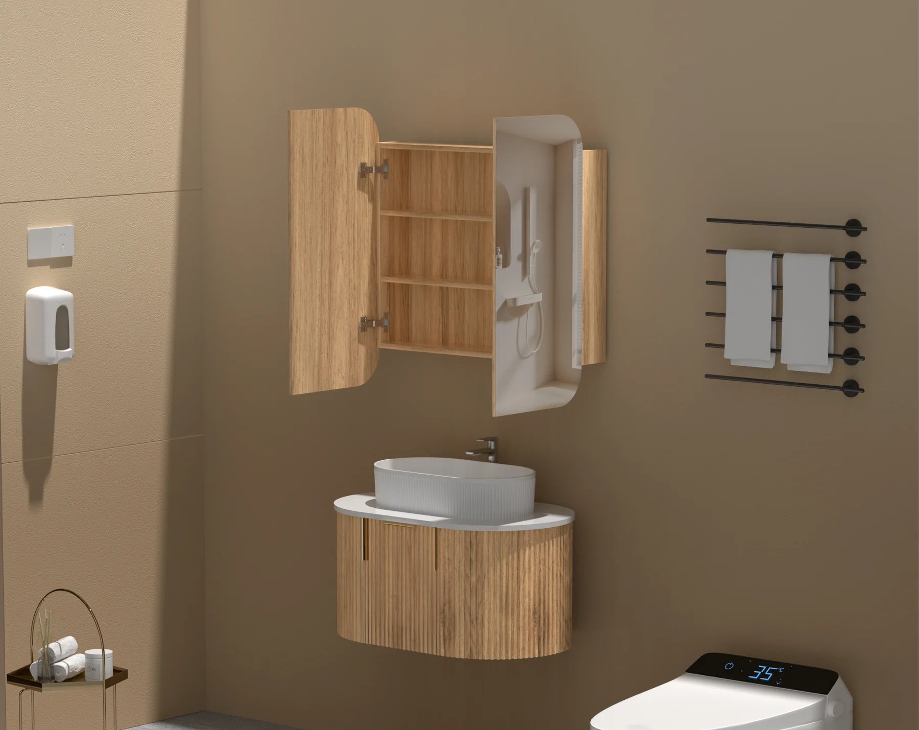 CARYSIL GRAND | SHAVING CABINET | WALNUT | 900X800