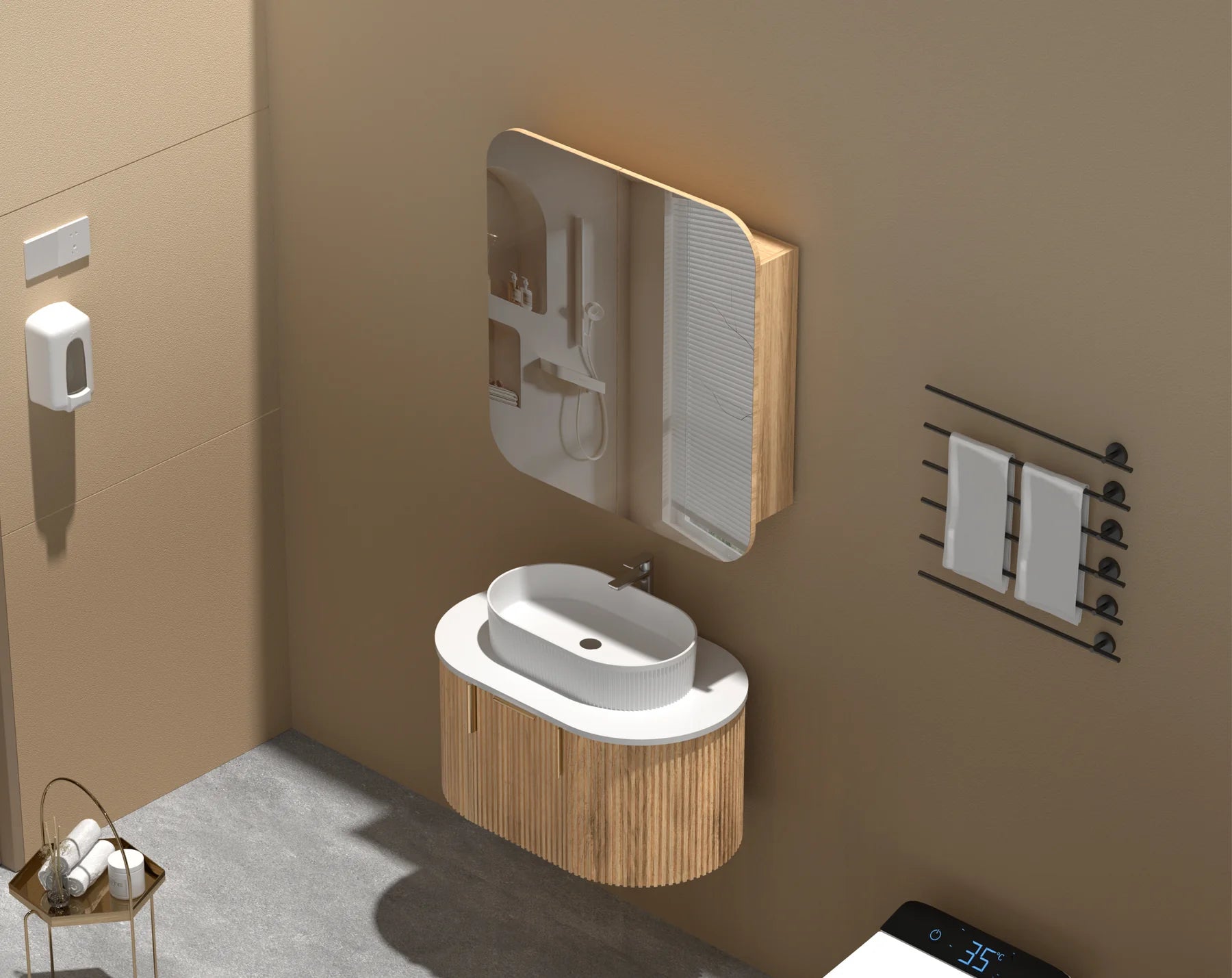 CARYSIL GRAND | SHAVING CABINET | WALNUT | 900X800