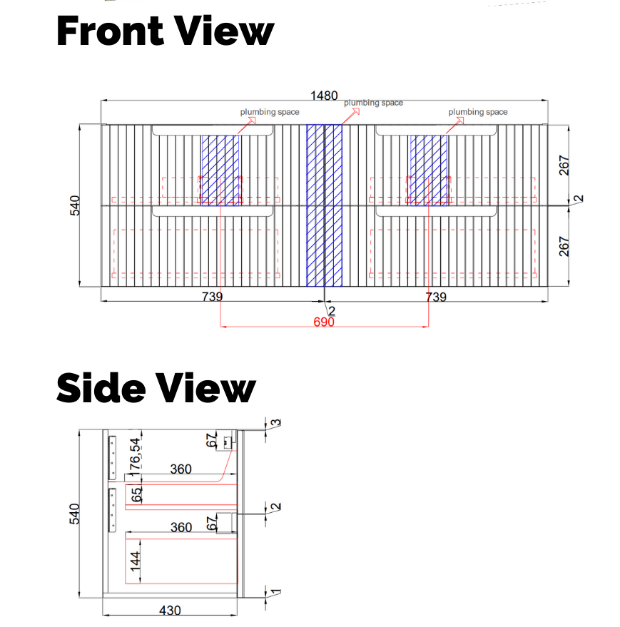 TUSCANA | 1500MM WALL HUNG VANITY WITH STONE TOP WITH UNDERMOUNT BASIN