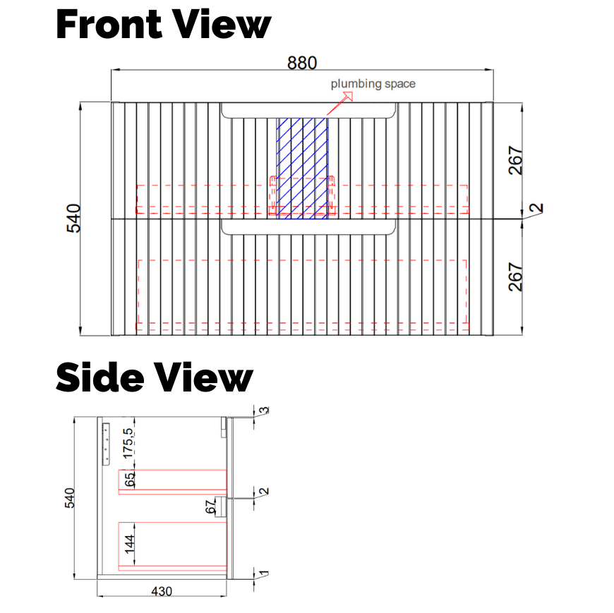 TUSCANA | 900MM WALL HUNG VANITY WITH CERAMIC TOP