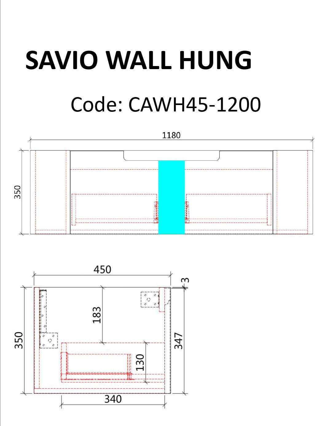 SAVIO | 1200MM WALL HUNG VANITY WITH STONE TOP