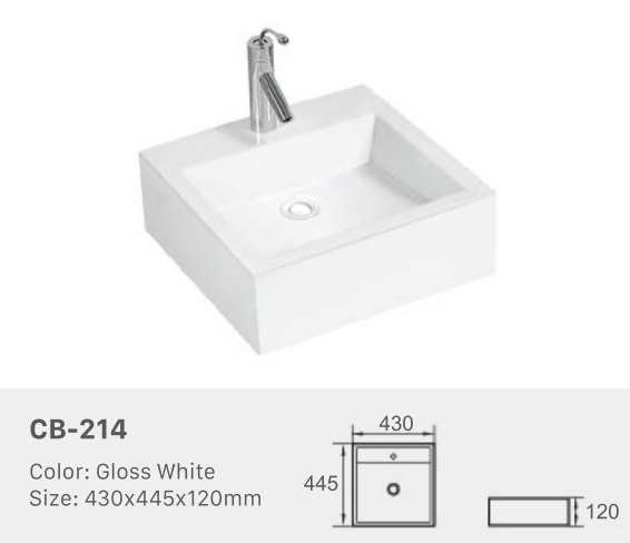 BASIN | GLOSS WHITE | CB-214: Elegant gloss white basin for modern and chic bathroom settings